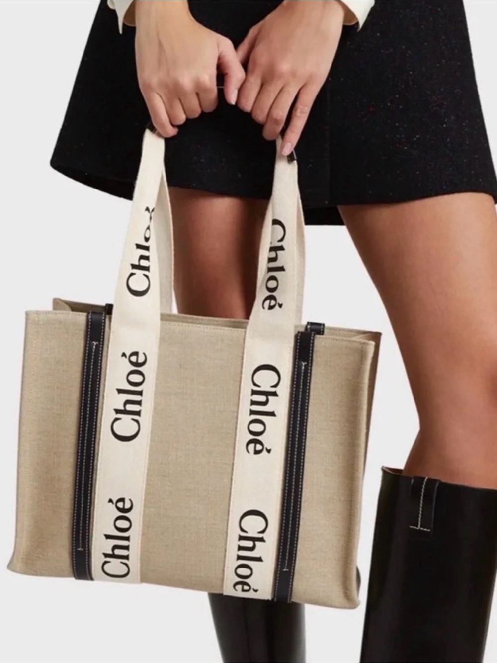 Chloé Woody Medium CANVAS Tote Bag $1,295.00 - Picture 6 of 13